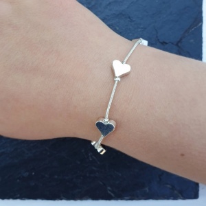 Adjustable Heart Bracelet - Silver